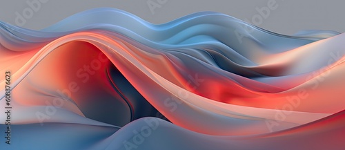 Fractal wave of grey and orange on grey background. Abstract background created with Generative Ai Technology