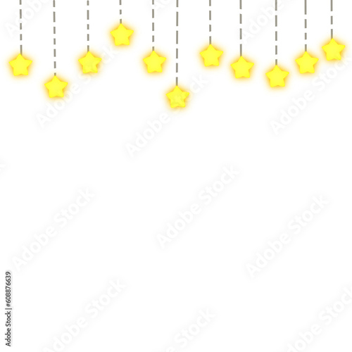 Hanging star shaped string lights