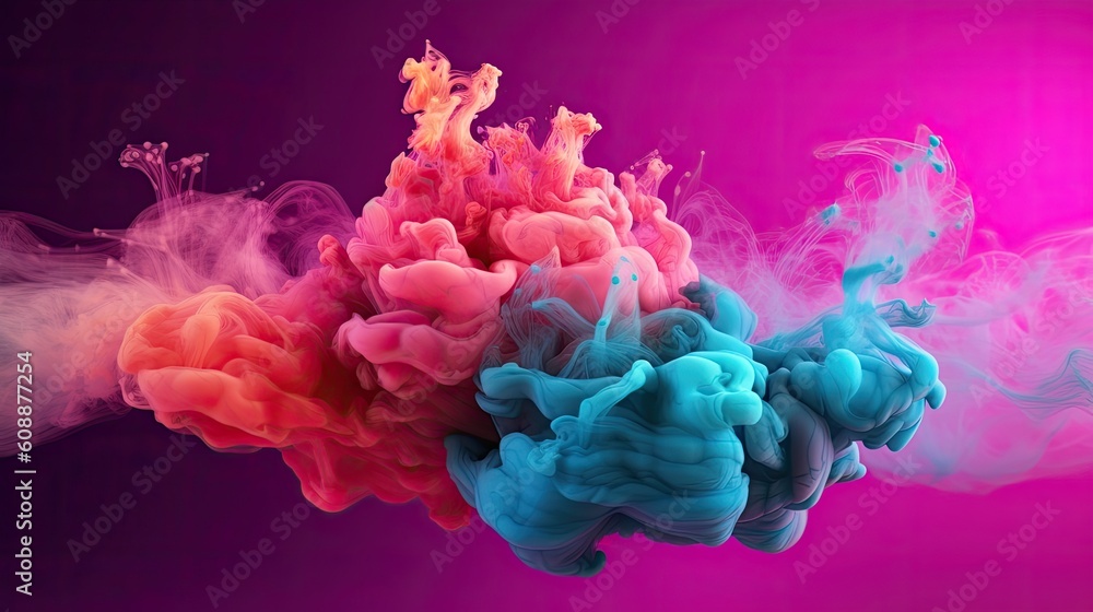 Obraz premium Colorful smoke is floating in the air. Abstract background created with Generative Ai Technology