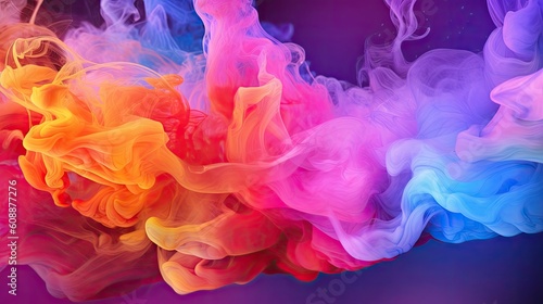 Colorful smoke is floating in the air. Abstract background Created with Generative Ai Technology
