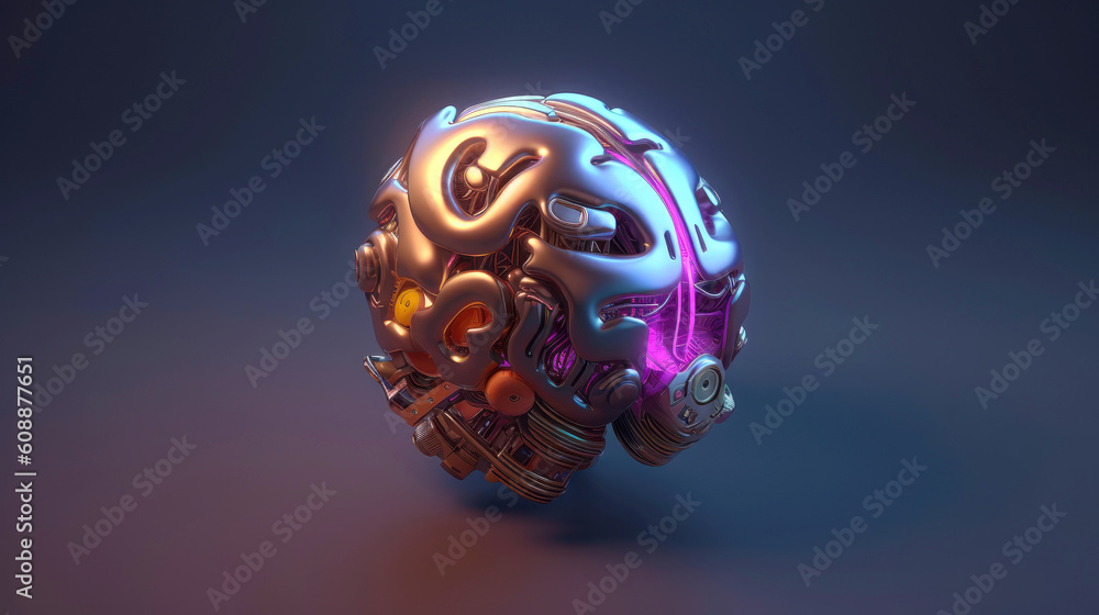 Brain and nerve forming a futuristic face illustrating the power of our neuron and our virtual life, neural networks. 3d rendering design, Generative AI illustration Brain and nerve forming a futuristic face illustrating the power of our neuron and our virtual life, neural networks. 3d rendering design, Generative AI illustration