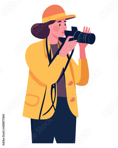 Professional woman holding camera