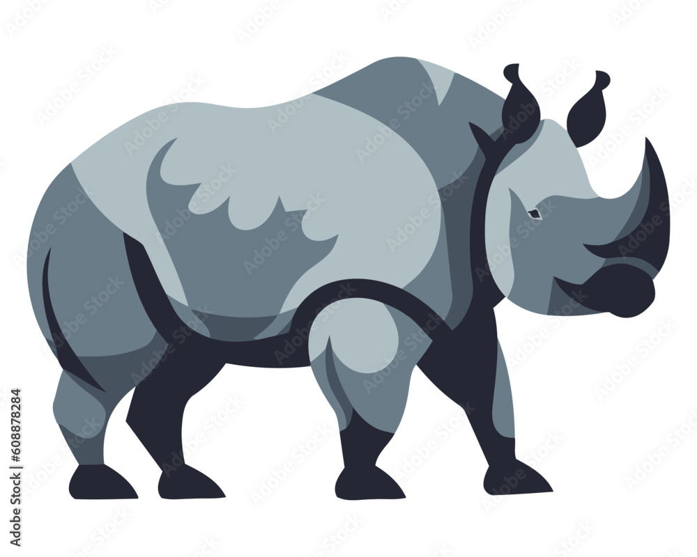 Fototapeta premium Large rhinoceros standing in grass