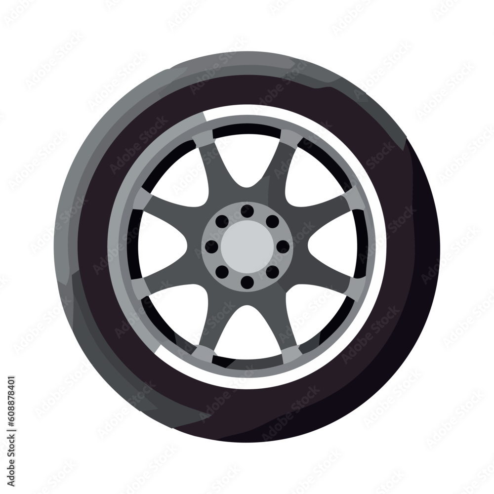 Shiny alloy wheel symbolizes modern car design
