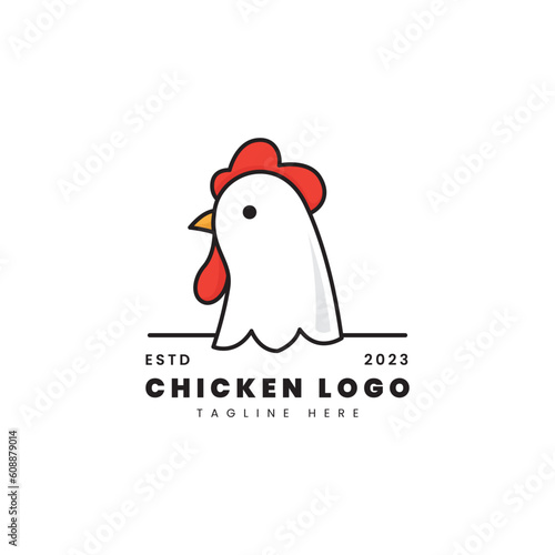 Chicken logo vector. Minimalist logo concept. Suitable for restaurants, products, farms or marketing with a chicken theme.
