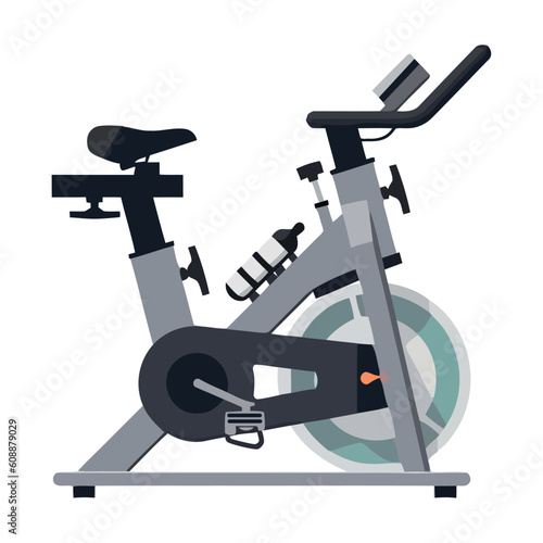spinning sport bike icon isolated on flat