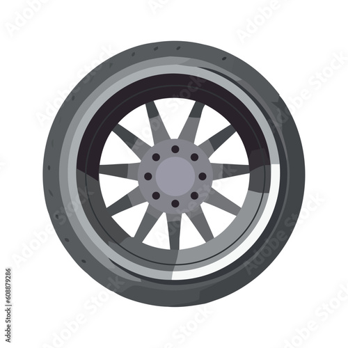 Shiny tire icon, symbol of modern transportation