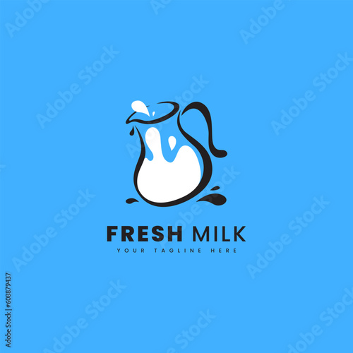 Bottle filled with fresh milk, can be used for dairy product logo.