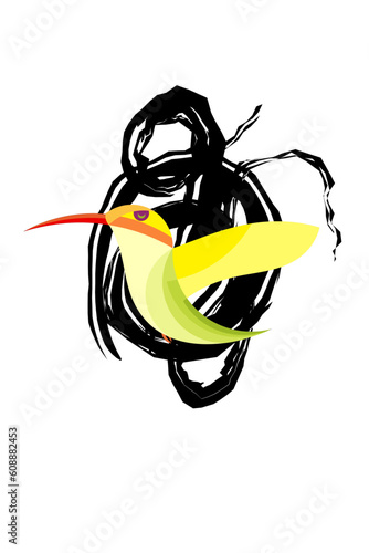 illustration of a tattoo. Bird illustration design with abstract background  photo