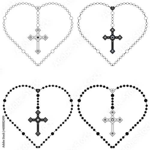 Heart shaped rosary vector design