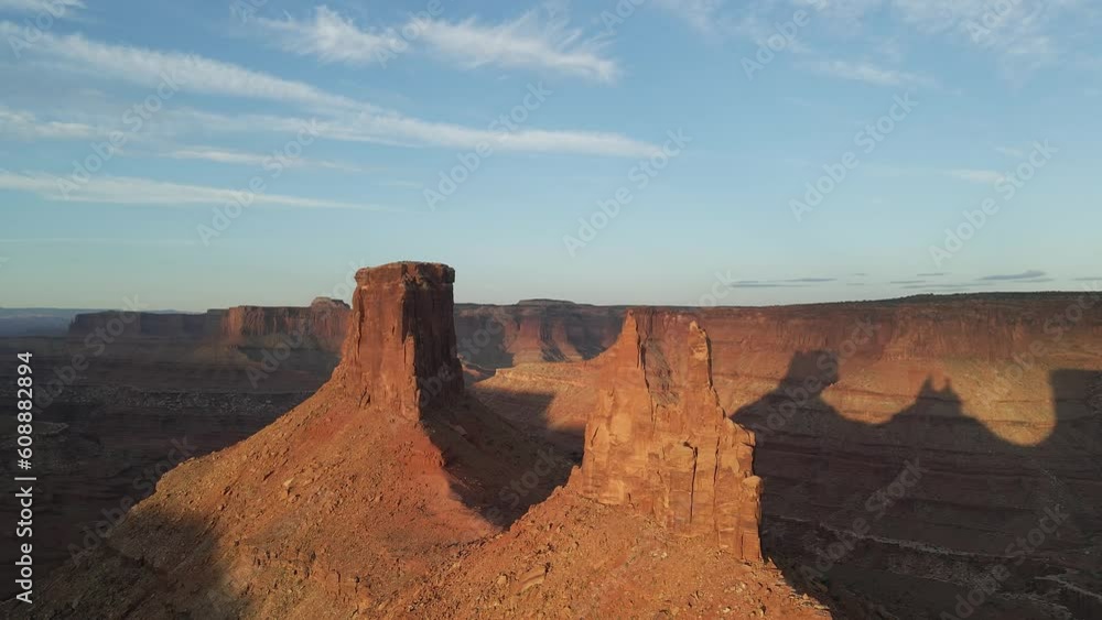 Sunlight Through Marlboro Point In Canyonlands National Park, Moab, Utah. Aerial Drone Shot