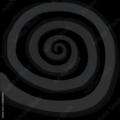 A background image of gray spirals swirling towards the center. the background is black