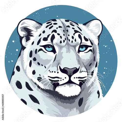 Spotted feline watching in snow