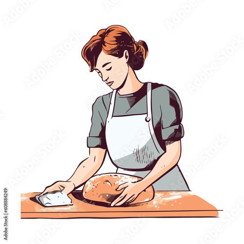 One person baking homemade bread with happiness