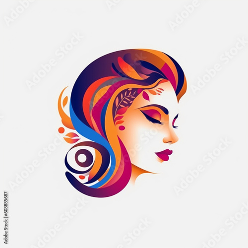 logo head of women full color vector image