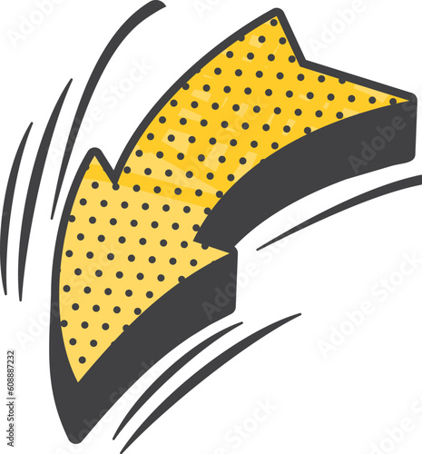 Thunder bolt arrow color cartoon flashlight, pop art style flash. Vector electric energy power, thunderbolt direction pointer, yellow arrow