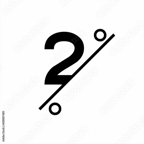 2% discount icon logo vector with partially truncated concept.