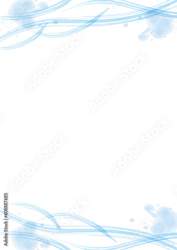 水彩の和風フレーム_縦