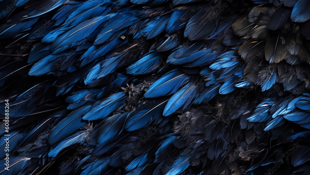 Fototapeta premium Black feathers abstract dark background