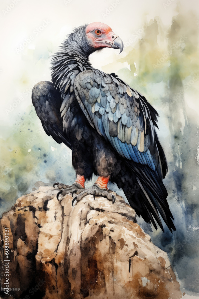Obraz premium watercolor condor, generative ai