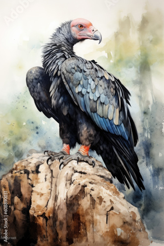 watercolor condor, generative ai