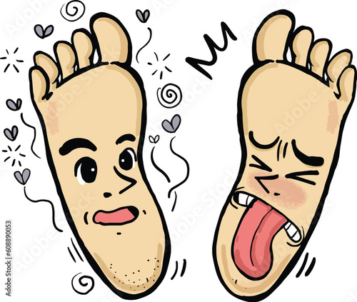 Disgusting smelly foot problem cartoon