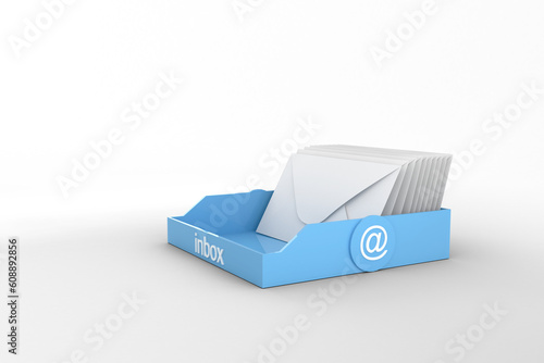 Digital png illustration of blue email in inbox with envelopes on transparent background