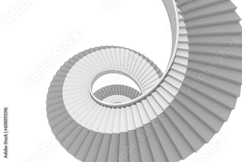 Digital png illustration of white and grey spiral staircase on transparent background