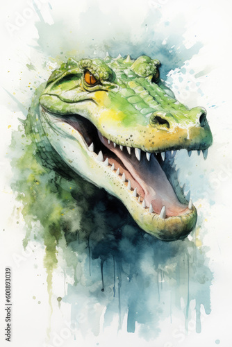 watercolor dinosaur, generative ai © justagirl