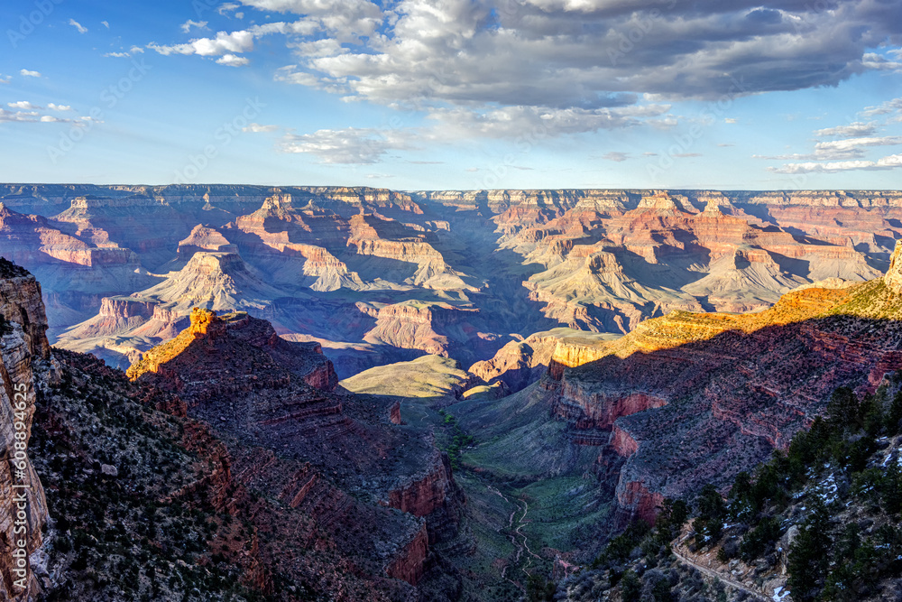 View of the famous Grand Canyon just before sunset