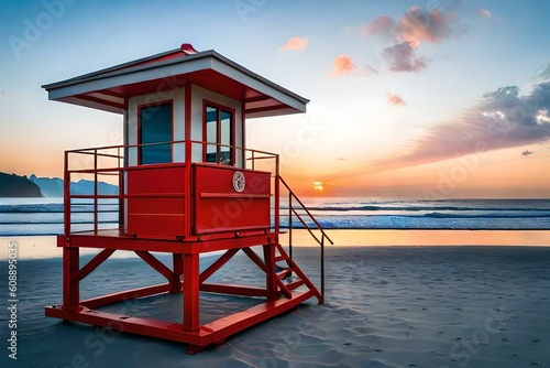 lifeguard tower at dusk © ra0