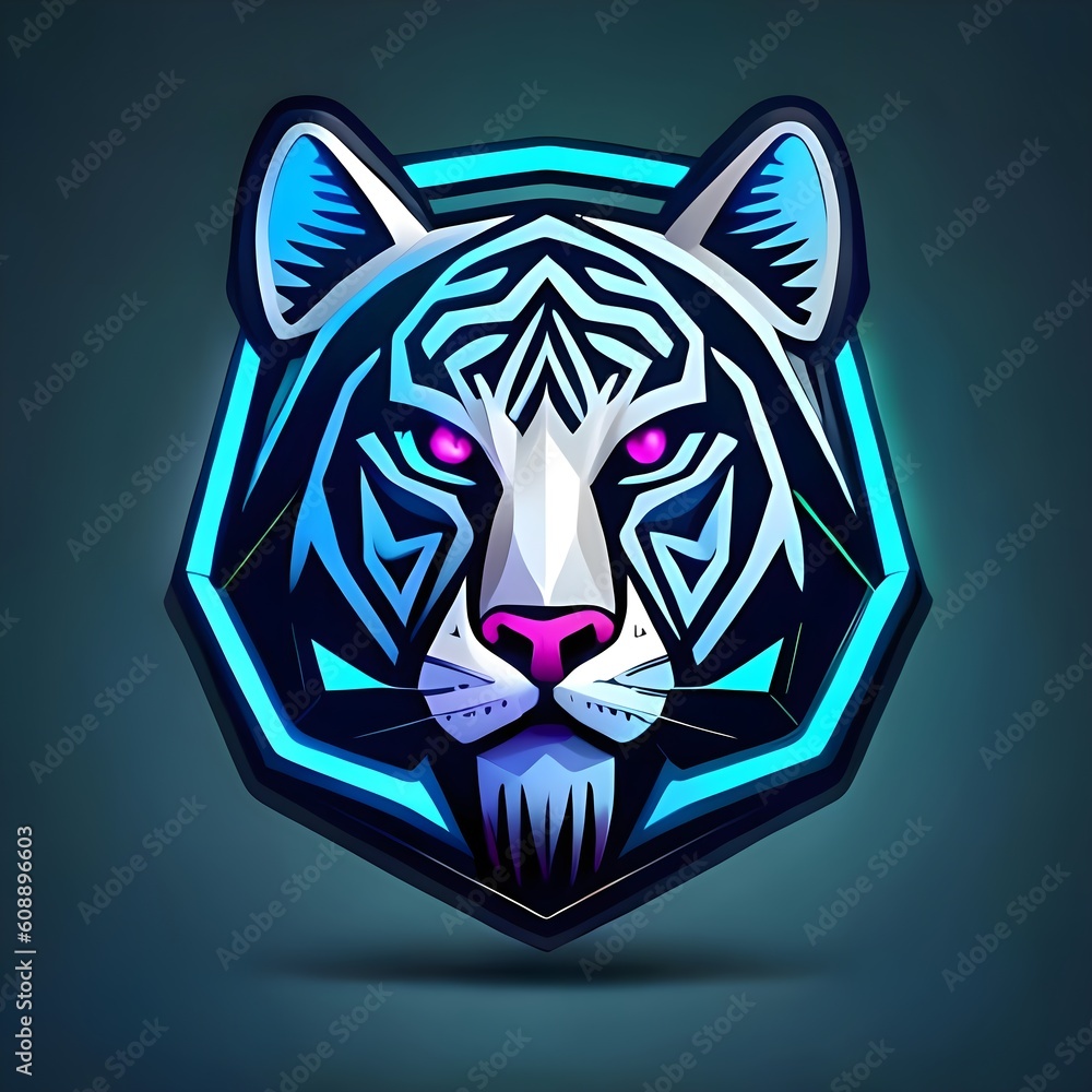 Fototapeta premium tiger head silhouette, generative ai