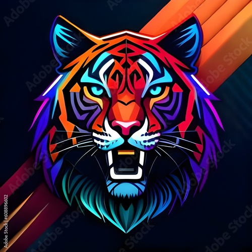 tiger head vector, generative ai © PixelPro