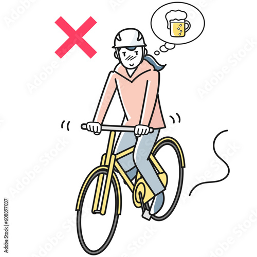 酒気帯びで自転車に乗る若い女性