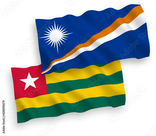 Flags of Togolese Republic and Republic of the Marshall Islands on a white background