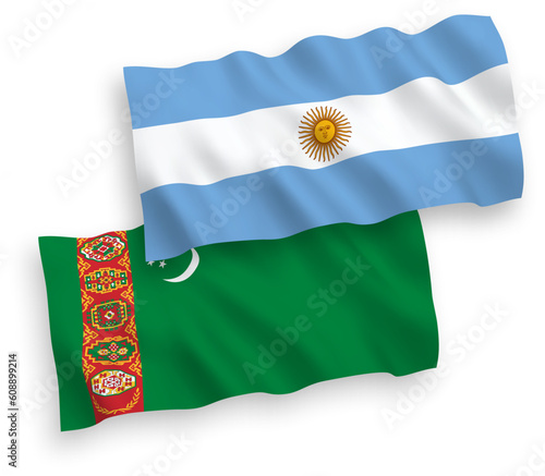 Flags of Turkmenistan and Argentina on a white background