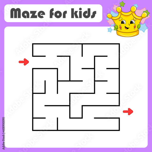 Abstract maze. Game for kids. Puzzle for children. cartoon style. Labyrinth conundrum. Find the right path. Cute character. Vector illustration.