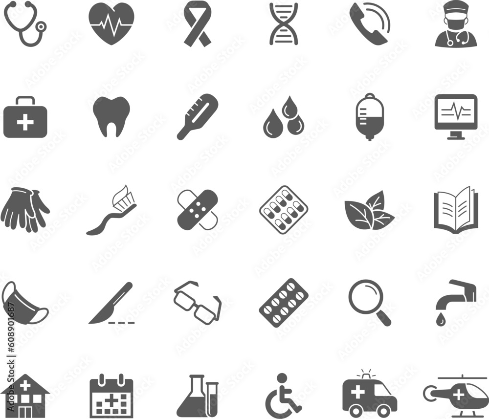Medicine and health care vector icons. Simple set isolated on white Medicine and health care vector icons. Simple set isolated on white