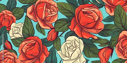 rose, rose pattern, vintage, spoonflower, fabric, fauvist, 20th century, scandinavian, tender, nature, aesthetics, embroidery, floral, generative ai