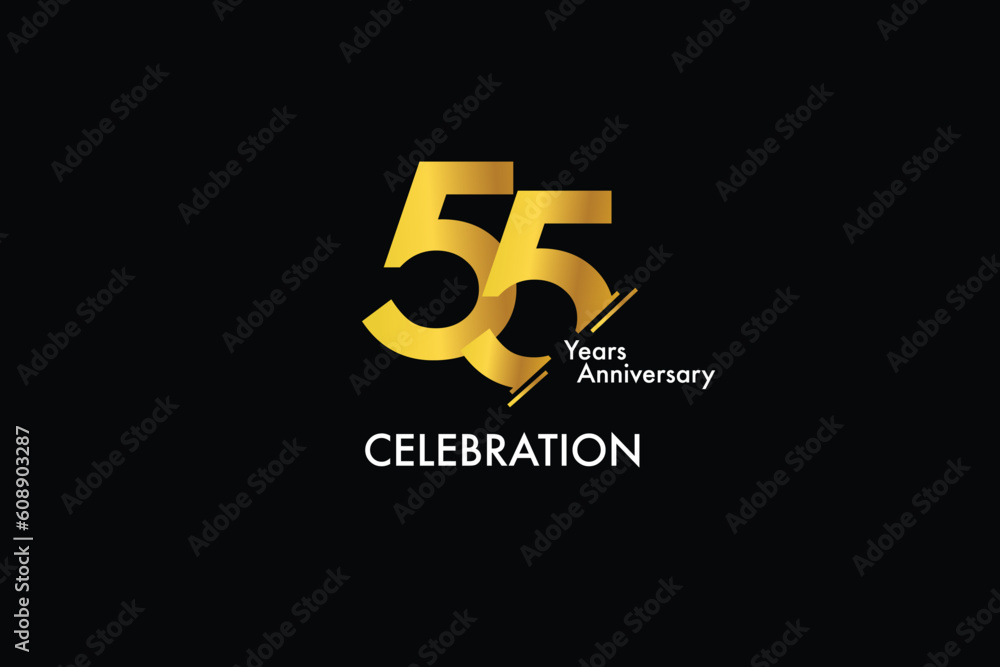 55th, 55 years, 55 year anniversary gold color on black background abstract style logotype. anniversary with gold color isolated on black background, vector design for celebration vector 55th, 55 years, 55 year anniversary gold color on black background abstract style logotype. anniversary with gold color isolated on black background, vector design for celebration vector