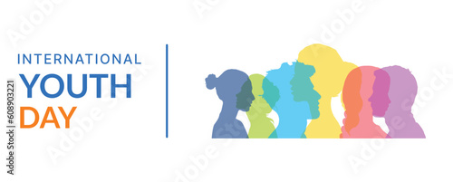 international youth day post with colorful silhouette of boy and girl vector file.