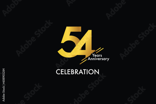  54th, 54 years, 54 year anniversarygold color on black background abstract style logotype. anniversary with gold color isolated on black background, vector design for celebration vector photo