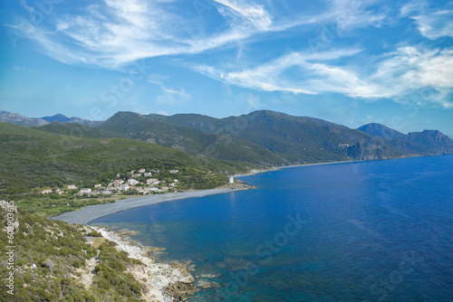 Fototapeta Naklejka Na Ścianę i Meble -  Corsica, the Nonza beach, with black pebble