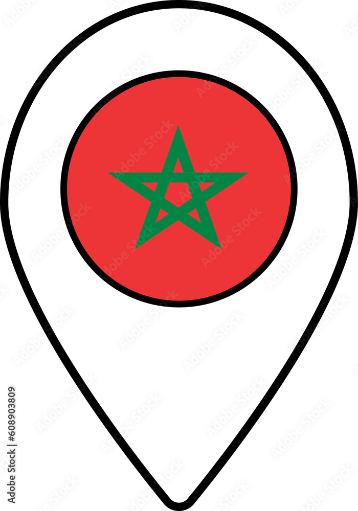 Morocco flag map pin navigation icon. Morocco flag map pin navigation icon.