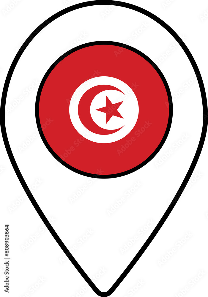 Tunisia flag map pin navigation icon. Tunisia flag map pin navigation icon.