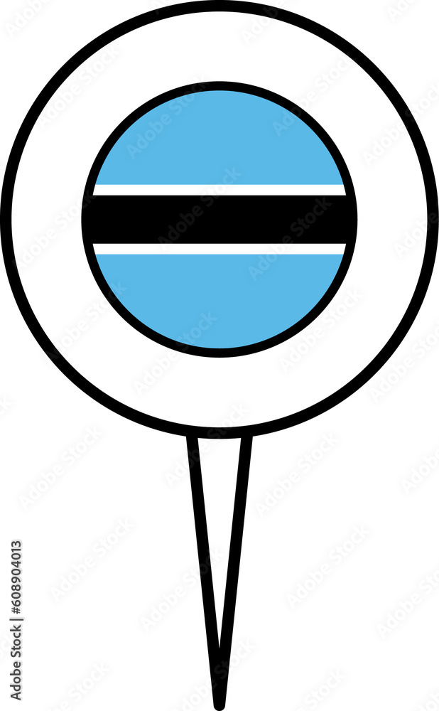 Botswana flag pin location icon. Botswana flag pin location icon.