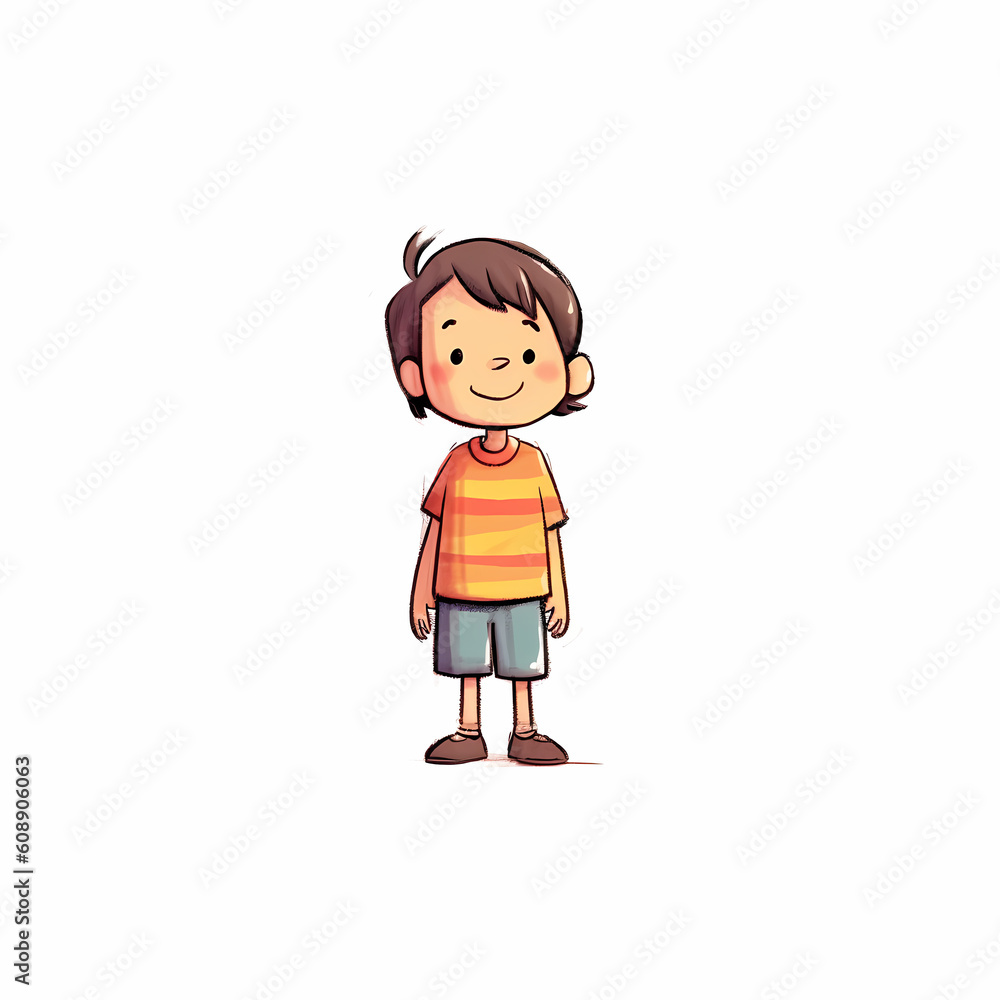 Smiling Boy Watercolor illustration Character. Generative AI
