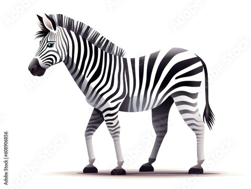 Zebra in Cartoon Style on white background - generative AI