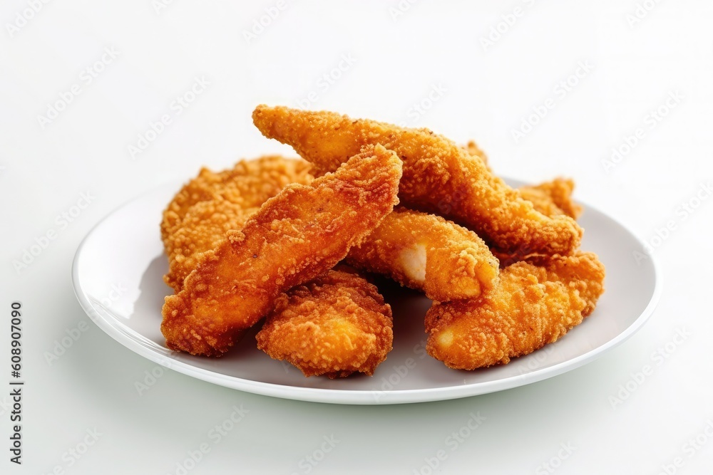 Chicken Tender Illustration on White Background. Generative ai Chicken Tender Illustration on White Background. Generative ai