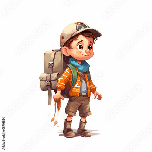 Traveler Boy Watercolor Cartoon Cute Smiling . Generative AI © The Last Word